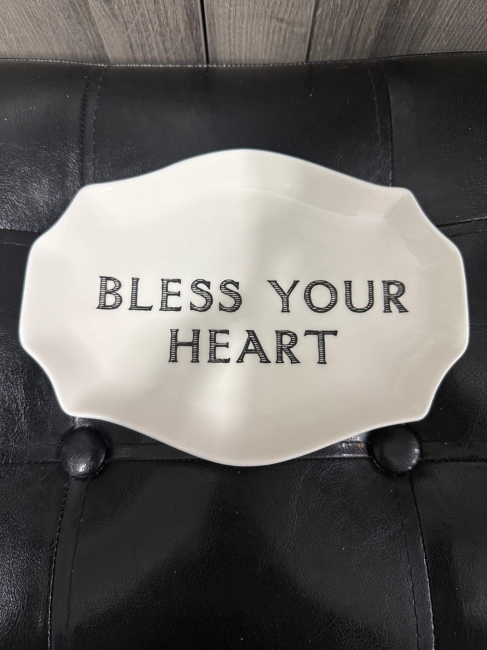 Creative Co-Op Bless Your Heart Small White Plate Trinket Tray Southern Saying